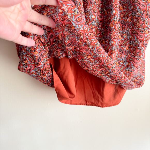 Gap Maternity Burnt Orange Paisley Print Lined Boho V Neck Long Sleeve Dress - S - Picture 7 of 9